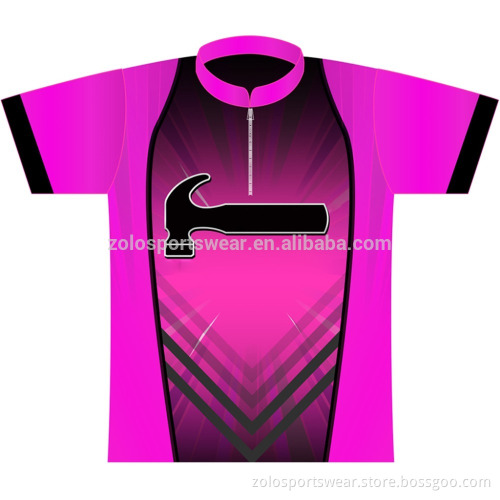 Cheap Custom sublimation women's bowling shirts with 1/4 zipper